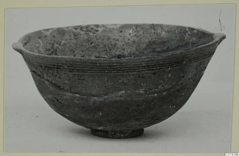 Bowl with two small horizontal handles and a ring foot, from the Kastros tombs at Lapithos