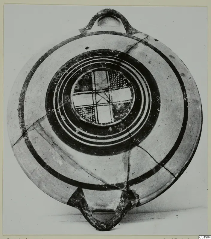 White Painted I bowl from Lapithos, seen from above, with dark painted bands and a cross-hatched central panel