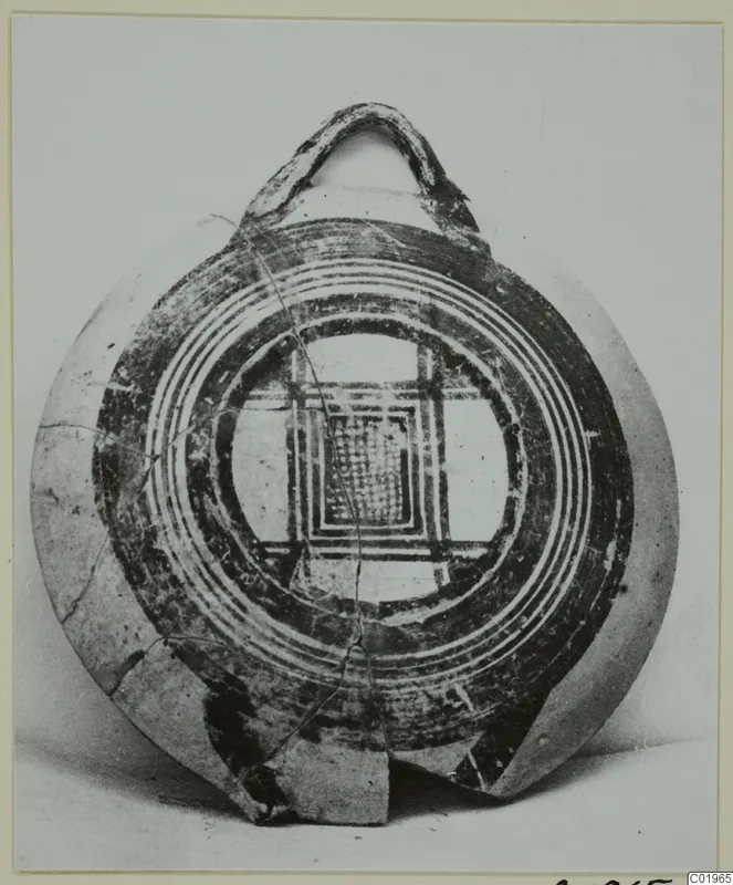 White Painted I bowl from Lapithos, shown from above with dark concentric bands and a central square motif