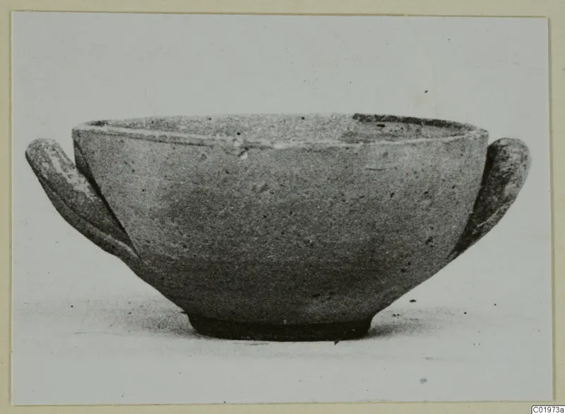 Plain White bowl with two small horizontal handles, from the Kastros tombs at Lapithos