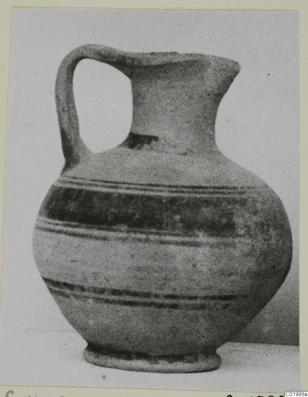 Handled jug with painted bands, Pottery White Painted I - II, from the Kastros tombs at Lapithos