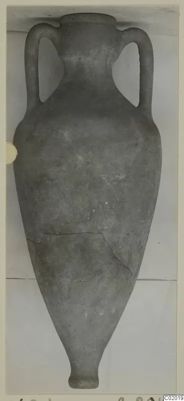 Two-handled pottery vessel with a pointed lower body, Pottery Plain White VI from Vouni