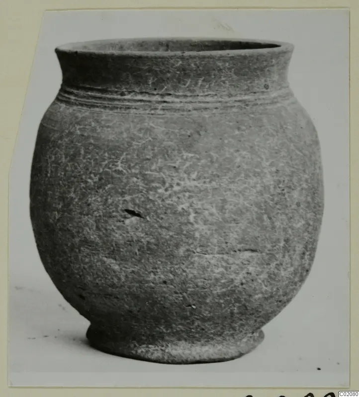 Pottery Plain White VII, a round-bodied pot with a wide mouth and two grooves below the rim