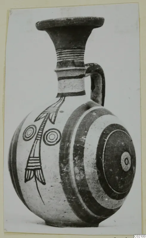 Jug with a flared mouth, banded neck and painted bands on the body, from Marion