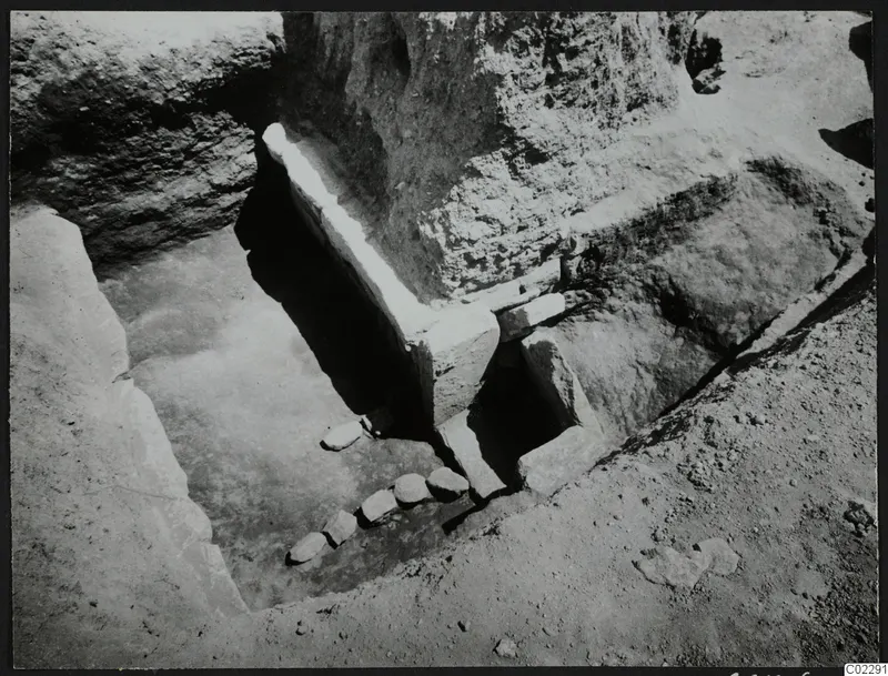 Excavation trench at Amathus with a stone construction of slabs and blocks