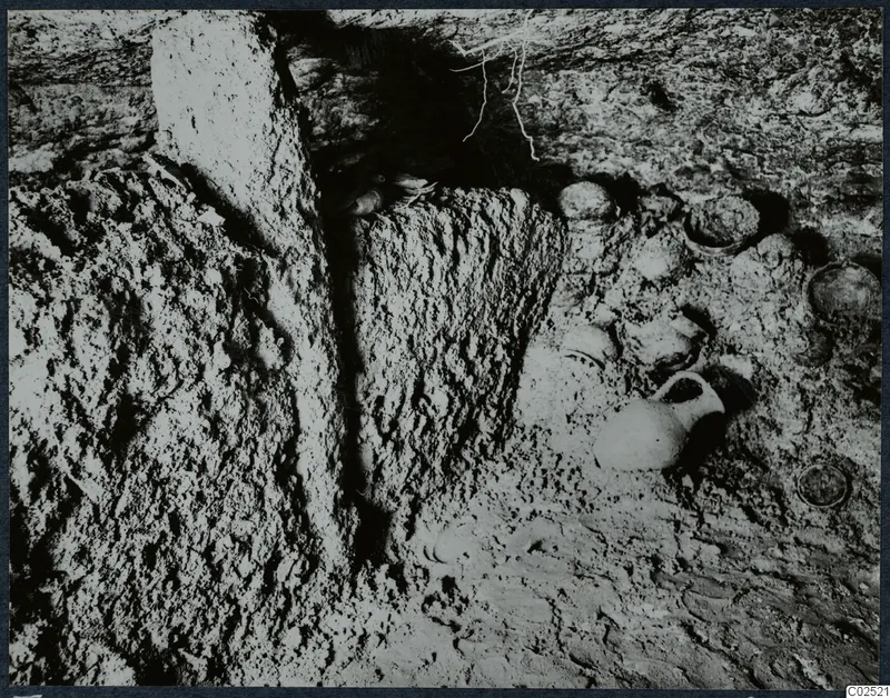 Tomb 10 at Enkomi, tomb chamber with vessels in situ during excavation