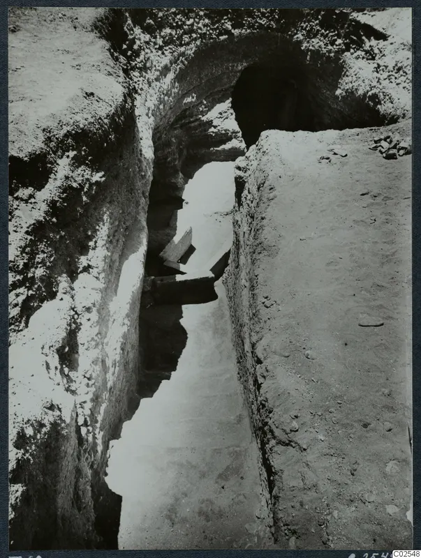 Dromos of Tomb 61 at Marion, a narrow cut passage leading up to the tomb entrance