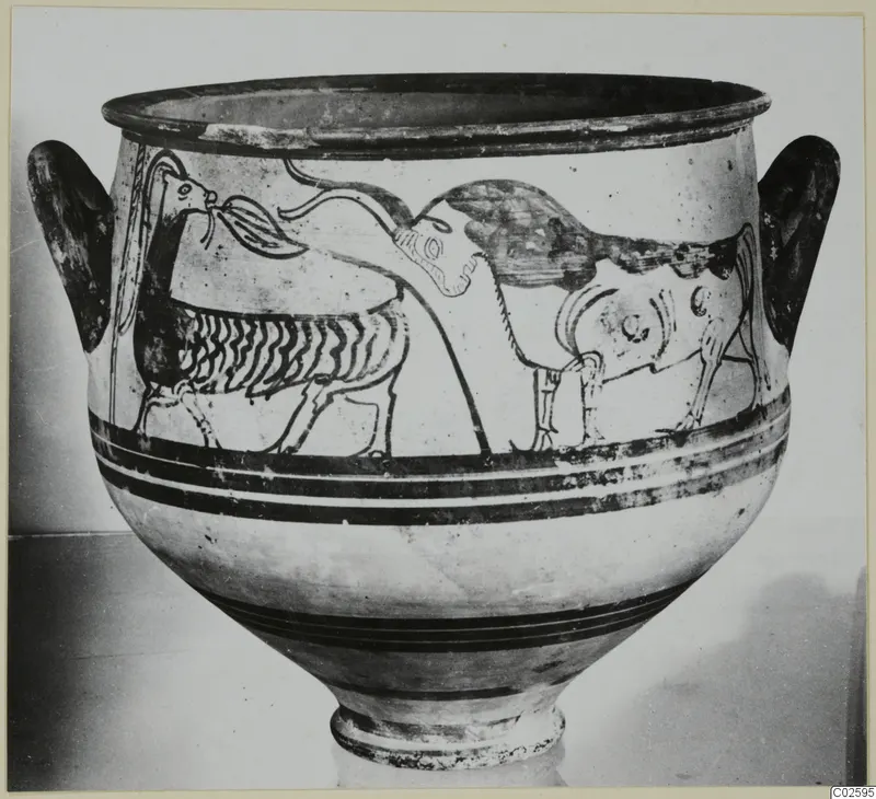 Pottery amphora-crater from Enkomi with a frieze of animals painted around its body