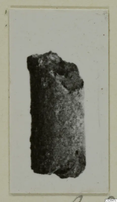 Find from Marion: a dark, rod-shaped object with a rough, broken upper end.