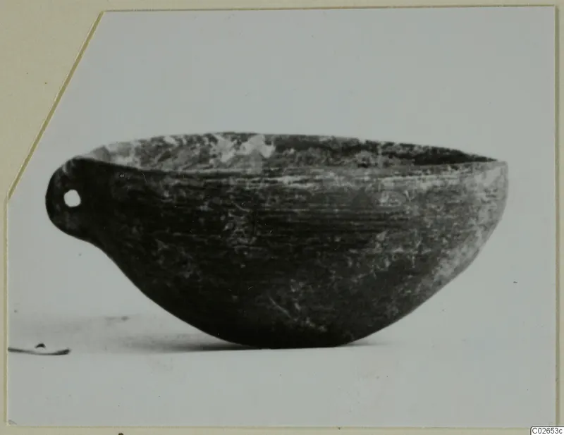Bowl with a pierced lug handle, Pottery Red Polished IV, from Ayios Iakovos