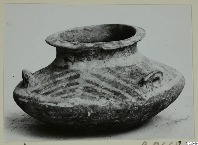 Base-Ring Ware jar with a wide flared rim and two small lug handles, from Ayios Iakovos