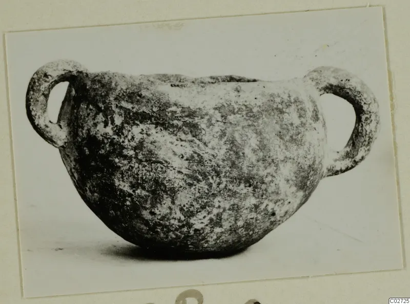Pottery Red Polished II Bowl with two loop handles, from Lapithos