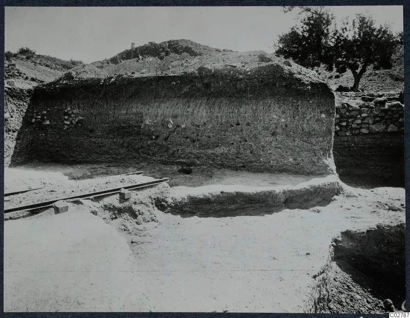 Soil section at Mersinaki with excavation rails in the foreground