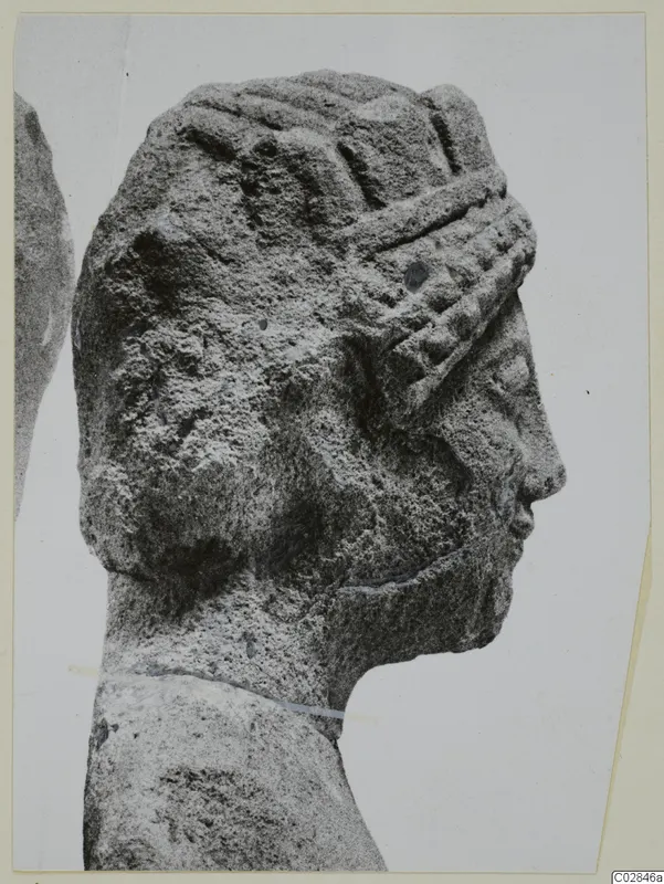 Limestone head of a statue in profile facing right, with a ridged headband, from Kition