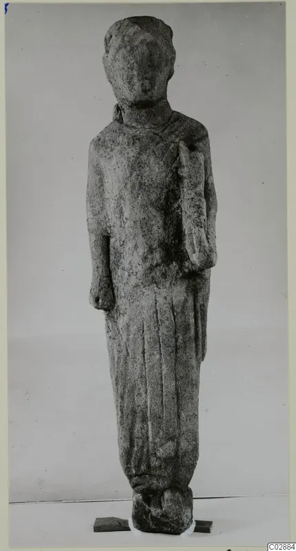 Standing limestone statue of a human figure, Limestone Cypro-Greek II