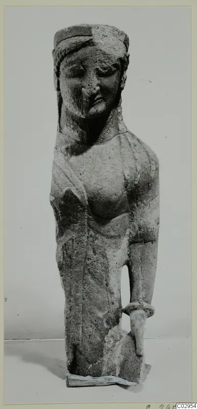 Limestone statue of a standing female figure from Kition, front view