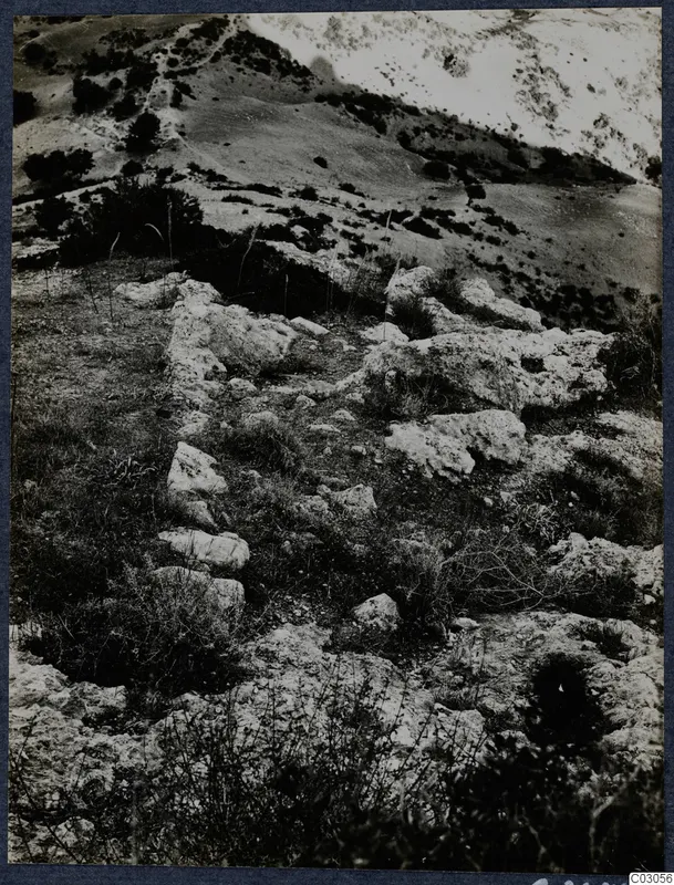 Hillside with scattered rough stones and low scrub at Vouni