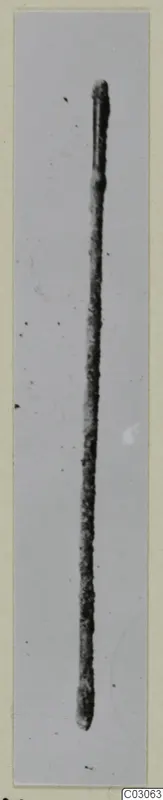 Long thin bronze rod with a rounded upper end, from Marion