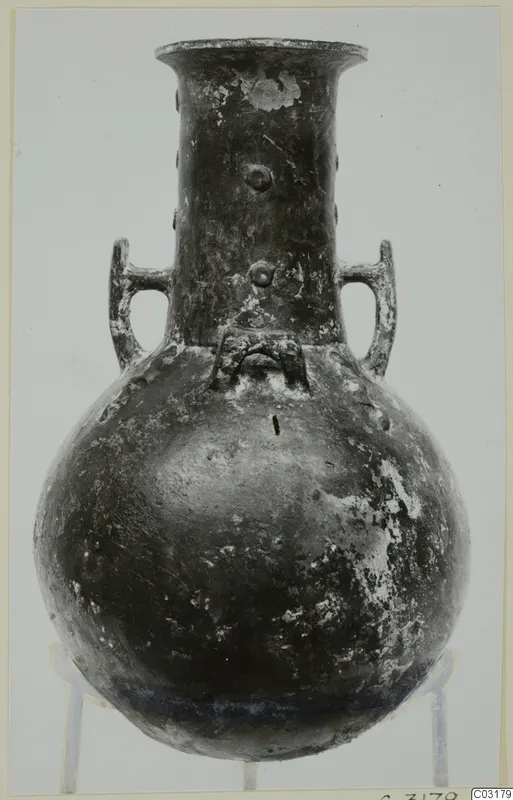 Pottery Red Polished III amphora from Lapithos, with two handles, a flared neck and a rounded body