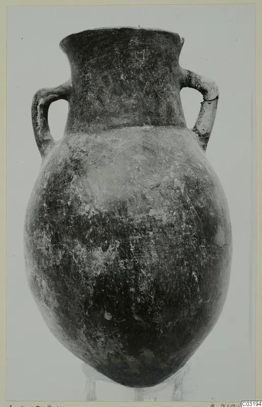 Pottery Red Polished I two-handled vessel from the Vrysi tou Barba tombs at Lapithos