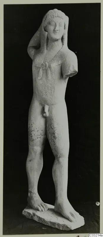 Limestone statue of a standing nude male figure, from Kition
