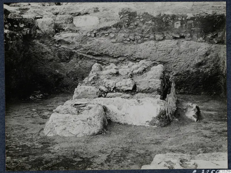 Excavated stone blocks forming a stepped arrangement at the palace at Vouni