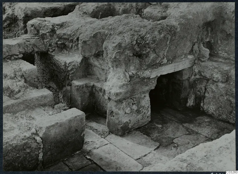 Stones and a paved floor uncovered during excavation at the palace at Vouni.