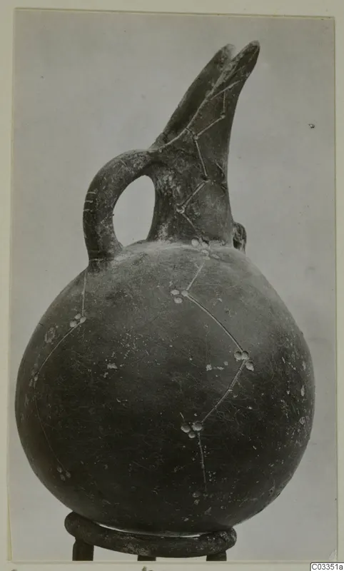 Red Polished III jug from Lapithos with a loop handle and a tall spout ending in two points