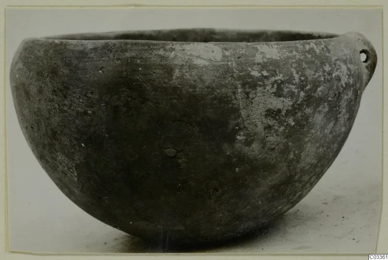 Pottery Red Polished III bowl from the Vrysi tou Barba tombs at Lapithos, seen from the side