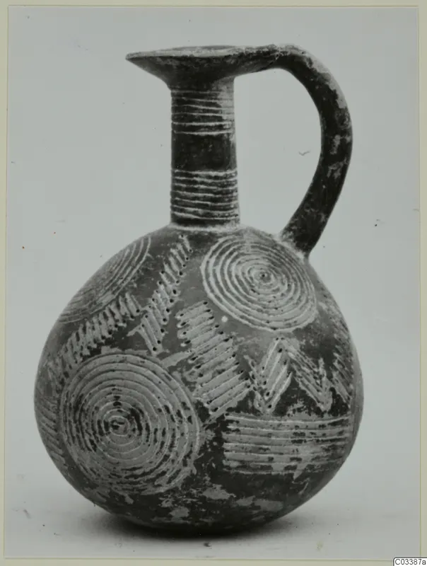 Red Polished II jug from Lapithos with incised concentric circles and chevron bands