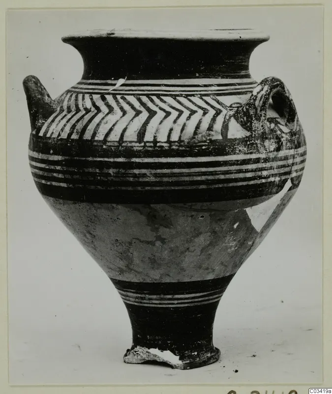 Levanto-Helladic Ware bowl-jar with a chevron band on the shoulder and two handles