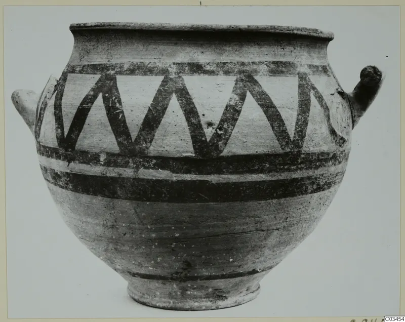 Pottery White Painted Wheel-made pot with a zigzag band, from Enkomi