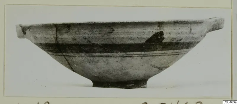 Pottery Levanto-Helladic Ware bowl-jar with a ring foot and dark band, seen from the side
