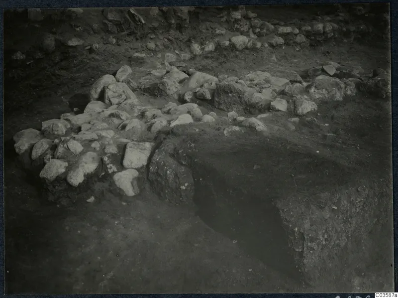 Excavation at Soli showing a stone construction of rubble blocks in excavated soil