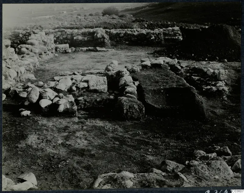 Excavation at Soli, Cholades temples, showing exposed stone walls and rubble foundations on cleared ground