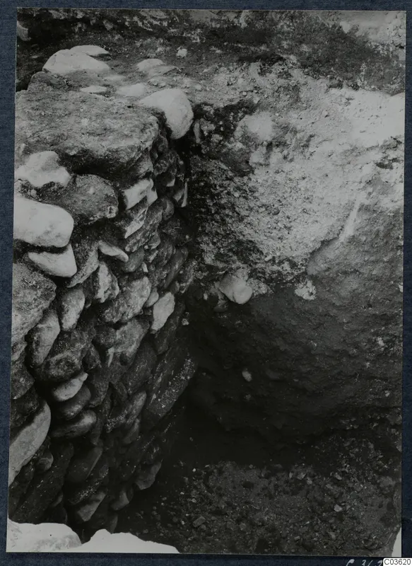 Rough stone wall beside an excavated trench at Soli, Cholades Temples