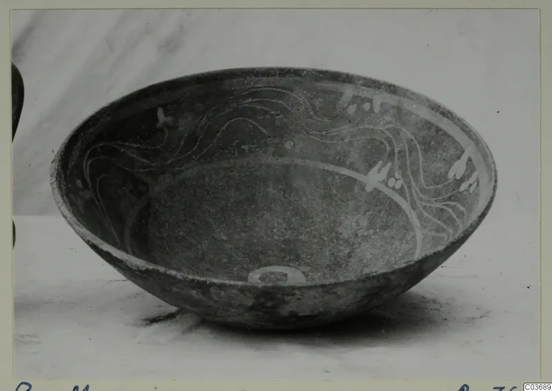 Cypro-Hell. II bowl with pale wavy lines and blotches painted on its dark interior