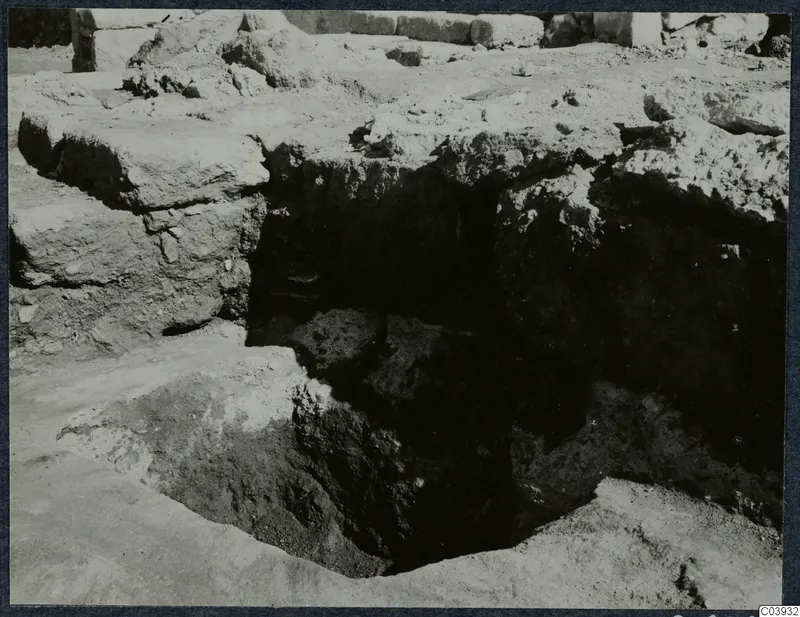 Excavation pit with large cut stone blocks at the palace at Vouni