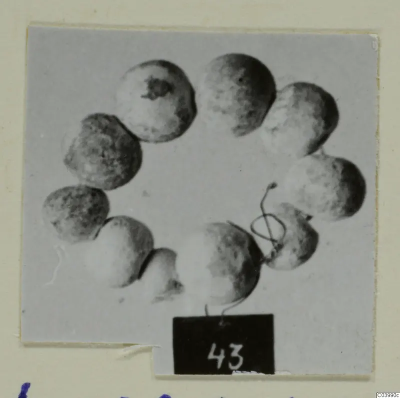 Ring of small round beads with wire threaded through them, small finds from Lapithos, Vrysi tou Barba tombs