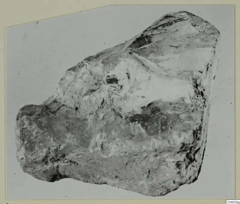 Irregular grey and white stone fragment from Idalion, shown against a pale background