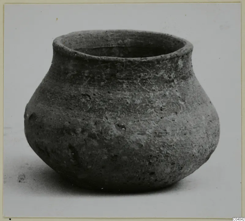 Pottery vessel V. 1.85 from Vouni: a squat jar with a short wide neck and rough grey-brown surface