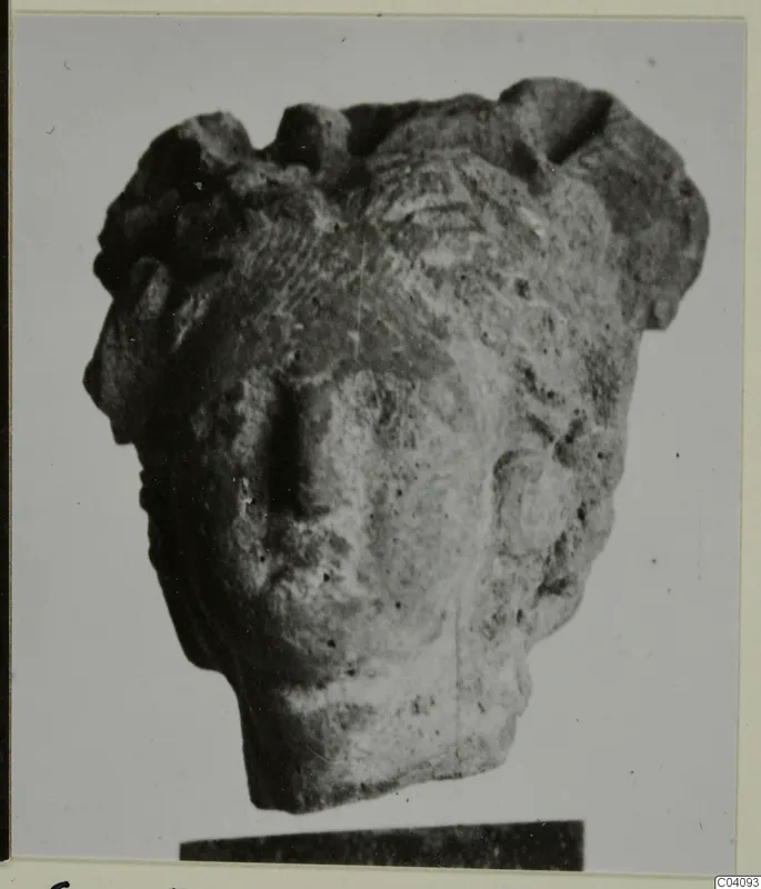 Terracotta head fragment with ridged hair, from Soli