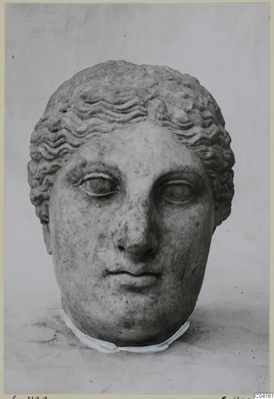 Marble sculpture of a head seen from the front, from Cholades, Soli