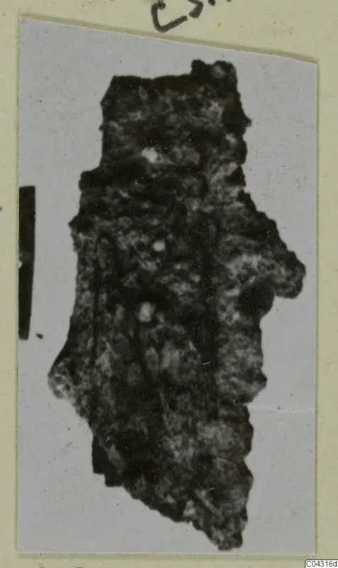 Heavily corroded iron object from Amathus tombs, its shape hard to make out