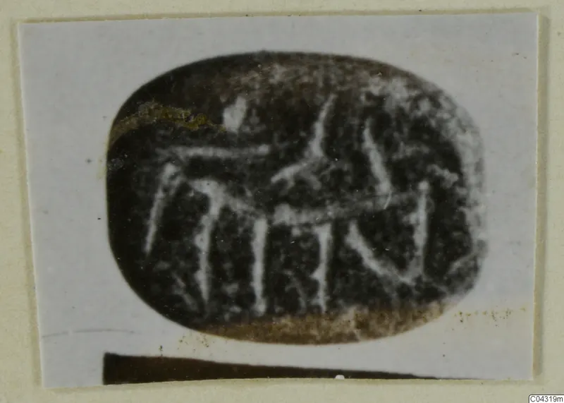Engraved seal stone from Amathus with an incised design of a four-legged animal