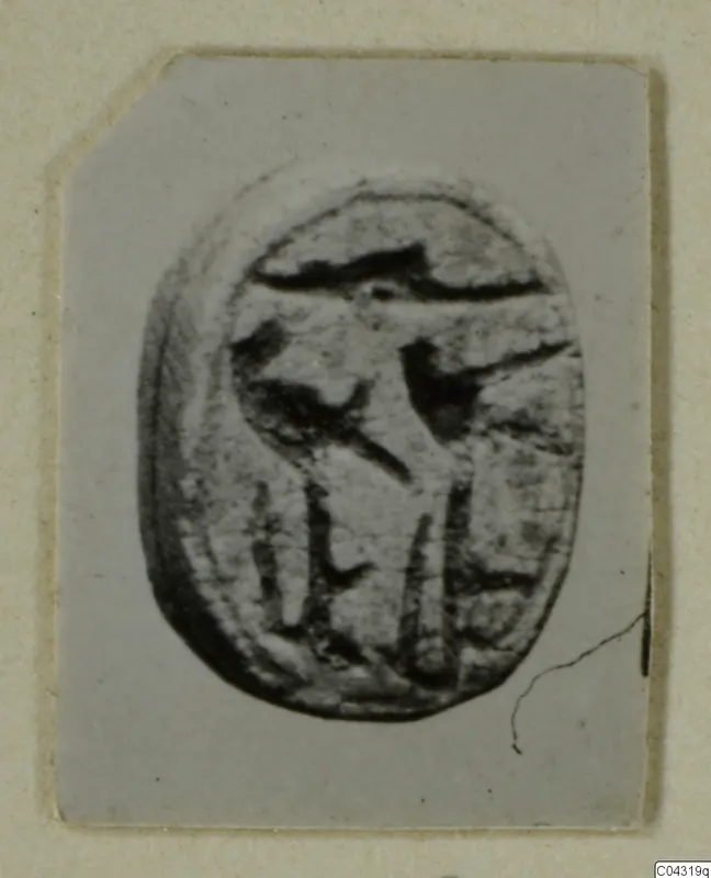 Oval engraved seal from Amathus, with a figure cut into its face