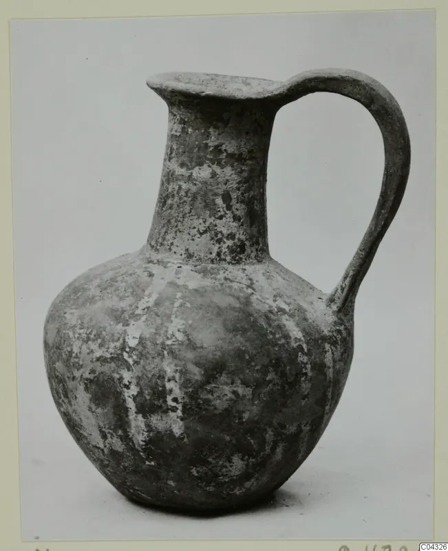 Pottery Base-Ring Ware jug with a single loop handle, from Milia