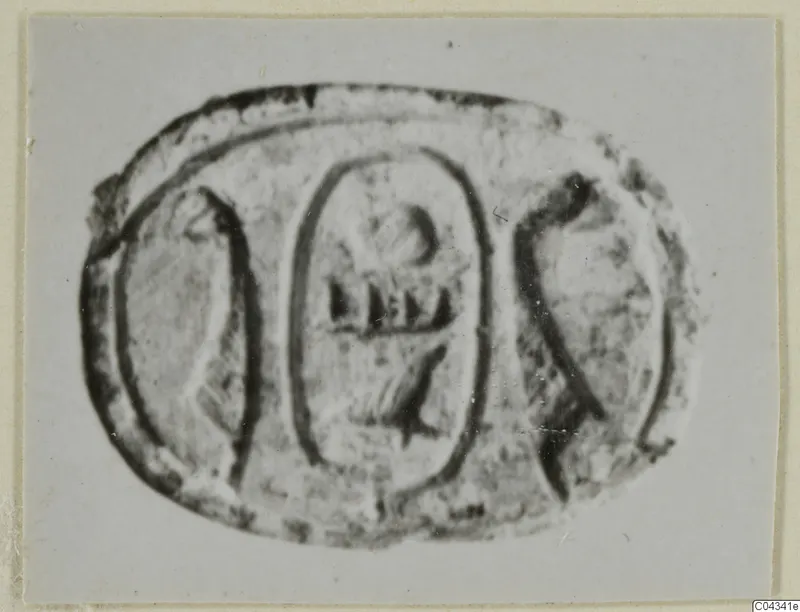 Scarab seal from Ayia Irini with incised signs in oval panels on its flat base