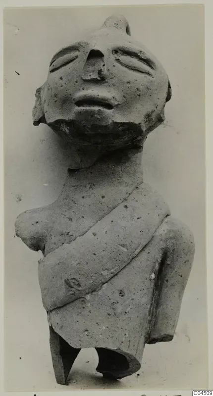 Terracotta figurine, Terracotta Minor Plastic 3, of a head and upper body with a diagonal band across the chest
