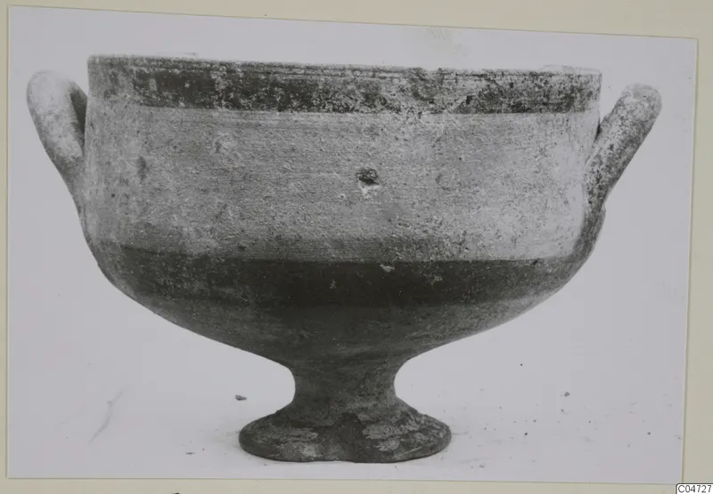 Pottery bowl on a high foot with two horizontal handles, from Amathus.